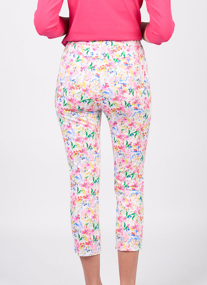 Printed skinny leg 7/8 light weight pull on porto