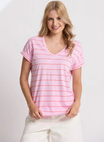 Soho Cuff Tee candy red stripe