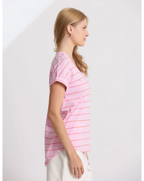 Soho Cuff Tee candy red stripe