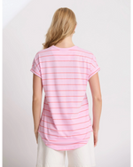 Soho Cuff Tee candy red stripe