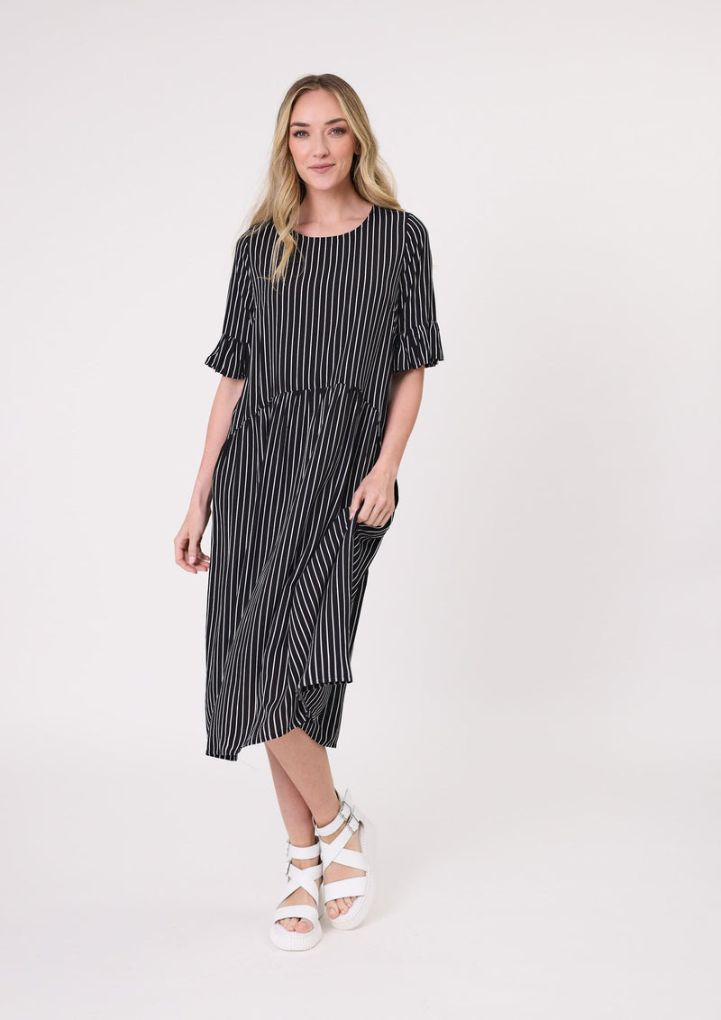 Madonna dress black white stripe