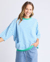 Maize stripe ringer sweat blue