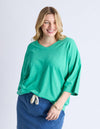 Maize vee neck tee gumdrop green
