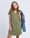 Pima vee dress clover