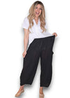 Barrel linen pants black