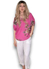 Spring blossom linen top hot pink