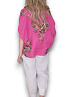 Spring blossom linen top hot pink
