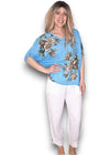 Spring blossom linen top turquise