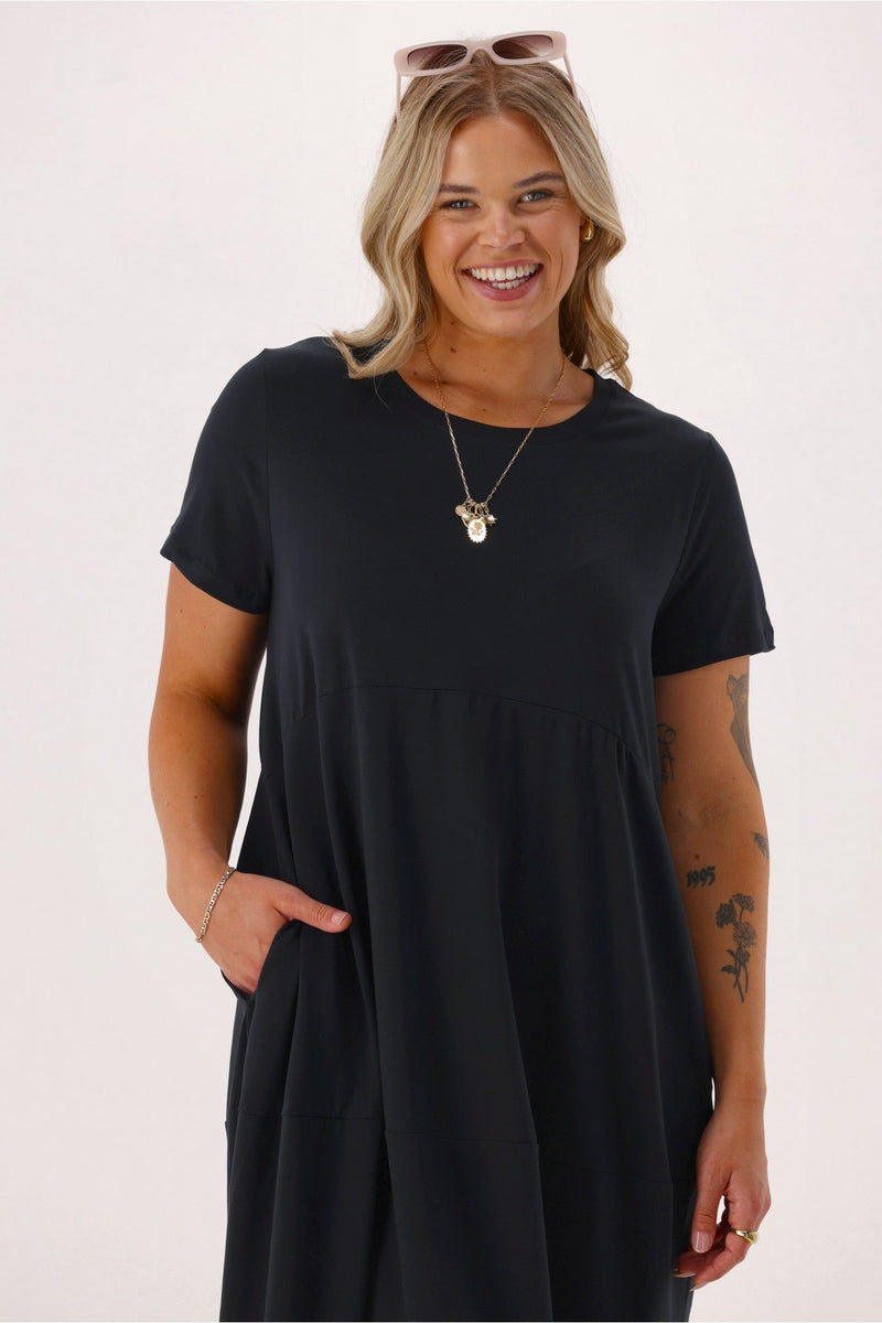 Diana short sleeve dress black by Elm By Design Fashions Diana short sleeve dress black by Elm By Design Fashions