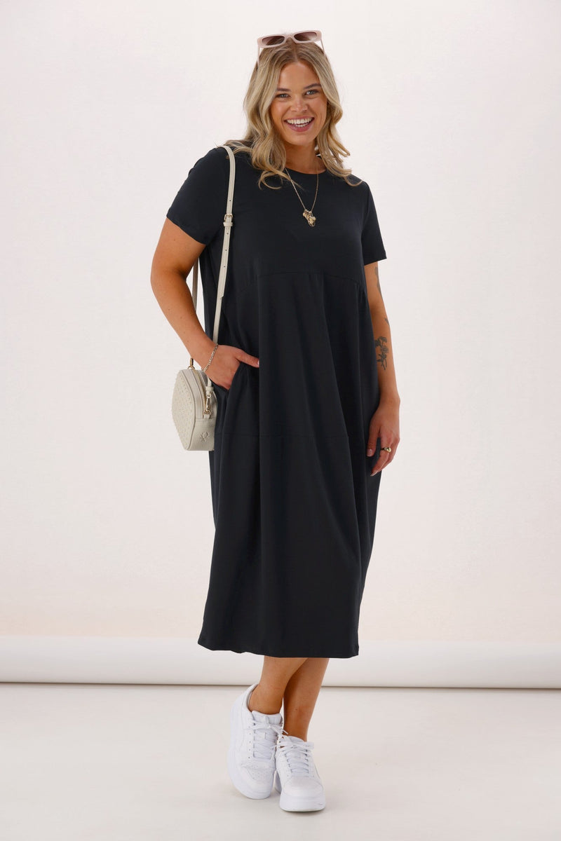 Diana short sleeve dress black by Elm – By Design Fashions