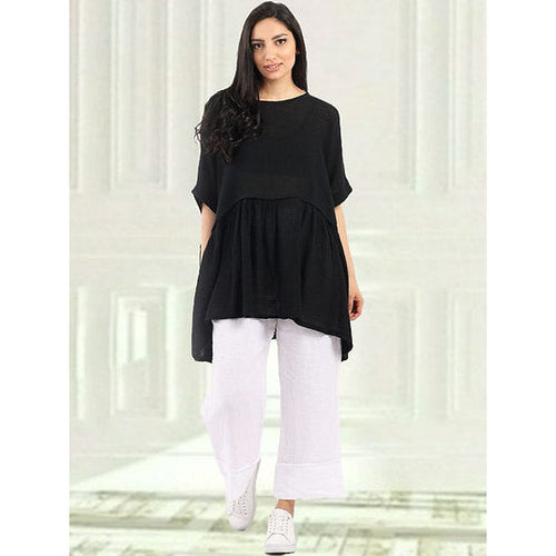 Waffle tunic black - By Design Fashions