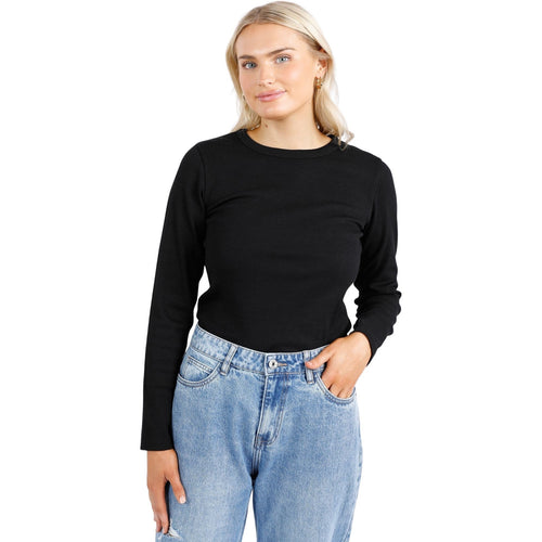 Elm Elle Long Sleeve Rib Tee - By Design Fashions