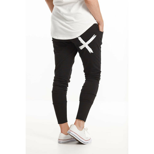 apartment pant black single white x - By Design Fashions