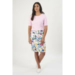 printed lightweight skirt with centre back vent - By Design Fashions